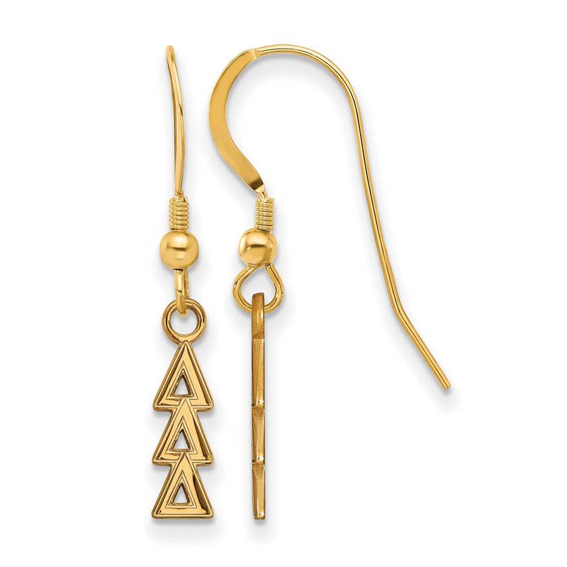 14k Plated Silver Small Delta Delta Delta Dangle Earrings